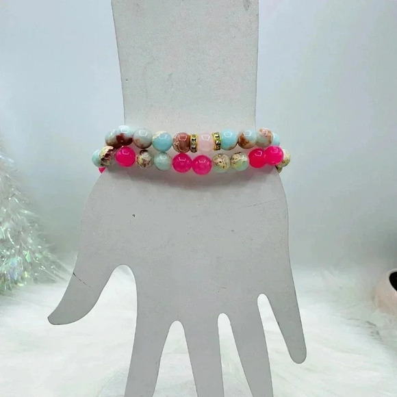 Natural Stone Love And Peace Duo Bracelet - Picture 4 of 7